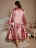 Noble And Elegant Solid Color Fashionable Nightgown Autumn And Winter Plus Size Women's Robe