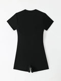 2026 Zipper Swimsuit One Piece Short Sleeves Swimwear Women Sexy Solid Bathers Bathing Swimming Swim Suit Female Beachwear