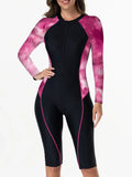 2026 Zipper Rushguard Long Sleeve Surfing Swimsuit Women One Piece Tie Dye Swimwear Female Bather Bathing Swimming Swim Suit XXL