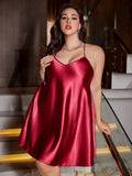 Plus Size Solid Color Simple Fashion Elegant V Neck Nightgown For Women