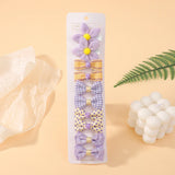 10Pcs Flowers Bows Hair Clip Set for Baby Girls Toddler Winter Printing Hairpin Mini Cotton Lace Handmade Kids Hair Accessories