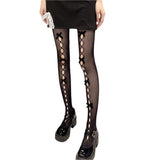 Women Girl Tights Bow-tie Hollow Out Fishnet Stockings Sexy Club Kawaii Gothic Lolita Summer Leggings Hosiery
