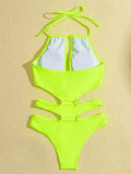 2025 New Sexy Halter Women Swimwear One Piece Swimsuit Female Hollow Out Monokini Bather Bathing Suit Summer Beach Wear Bodysuit