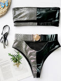 2026 Snake Printed Bandeau Bikini High Waist Swimsuit Women Vintage Swimwear Female Waist Belt Bikini Set Push Up Bathing Suit