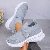 Shiny Crystal White Platform Sneakers Women Comfort Knitted Breathable Walking Shoes Woman Casual Non-Slip Sport Shoes Ladies