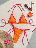 2025 Halter Wrinkled Weaved Bikini Women Swimwear Female Swimsuit Two Pieces Bikini Set Brazilian Bathing Suit Swim Beach Wear