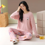 Pure cotton pajamas for women, long-sleeved trousers, can be worn outside, pure cotton home clothes, Class A antibacterial 100%