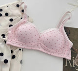 Japa Cherry Blossom Bra Wireless Thin Lace Bralette Small Chest Women Comfortable Breathable Student Underwear Push Up No Steel