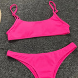 Sexy Neon Yellow Ribbed Brazilian Bikini Women Swimwear Female Swimsuit Two-pieces Bikini Set High Cut Bather Bathing Suit Swim