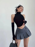 2024 Autumn Cute Aesthetic Y2k Micro Skirts High Waist Harajuku Streetwear Mini Skirt Sexy A-line V Waist Design Pleated Skirts