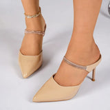 Elegant  Woman Pumps Sexy Pointed Toe Thin High Heels Fashion Slide Sandals Party  Slippers