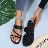 Sparkling Rhinestone Slides for Women - Comfy Open Toe Flats for Indoor & Outdoor Wear 2026 New