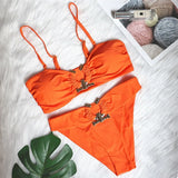 9 Colors Sexy Bikini Women Swimwear Swimsuit High Waist Metal Decor Leopard Print Female Bikinis Set Bathing Suit Beach Biquinis