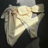 sexy bandeau ring bikinis sets three pieces with cover skirt bathing suit swimwear beach wear thong swimsuits biquini tankini