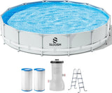 Joyfy Round Outdoor Above Ground Pool Set With Filter Pump