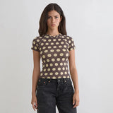 2026 Summer Women's Tops Round Neck Short Sexy Polka Dot T-Shirt Tops