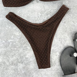 Wrinkled Bandeau High Cut Bikini Women Swimwear Female Swimsuit Two-Pieces Bikini Set Strapless Bather Bathing Suit Swim V3367