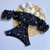 Ruffled Frilled Off Shoulder Bikini Women Swimsuit Female Swimwear Two Pieces Bikini Set Bandeau Bather Bathing Suit Swim Lady