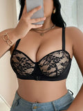 Women's New Black Bralette Pull Up With Steel Rims Brassiere Lace Comfortable Daily Plus Size Underwear A2904