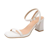 Open-toe Sandals Women 2026 Summer New Buckle Fashion Solid Color Female Shoes  Chunky High Heel
