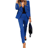 2 Piece Business Set Women's Dressy Long Sleeve Blazer And Pencil Pant Set Casual Office Work Outfit