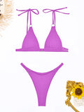 Ring Link Bikini 2025 Solid Sexy Swimsuit Women Padded Swimwear Female Bathers Bathing Swimming Swim Suit Beachwear