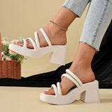 Platform Block Heel Sandals and Slippers Women Wear New Summer French Fashion Round Toe High Heels