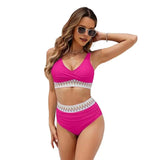 Two Piece High Waist Swimsuit Women Bikini Set V-Neck Tummy Control Bathing Suit for Daily Vacation Party Beach Wear