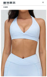 Naked Sports Bras Women Solid Coffee Cross V-neck Shock-absorbing Yoga Suit Gym Fitness Running Workout Crop Top