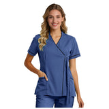 Top For Women Soft V Neck Open Front Scrub Tops Stretchy Short Sleeve Side Tie Shirts ropa de mujer