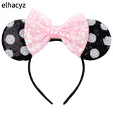 2025 Chic Disney Embroidery Sequin Minnie Ears Headband DOT Bow Hairband Girls Women Party Head Wear Kids DIY Hair Accessories