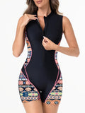 2026 Zipper Rushguard Sleeveless Slim Swimsuit Women One Piece Swimwear Female Bather Bathing Swimming Swim Surf Suit Beachwear