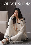 Women's Autumn and Winter Pajamas 3-Piece Set Soft and Half Velvet Thickened and Warm