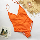 S - XXL V Neck Scrunch Butt Female Swimwear One Piece Swimsuit Women Backless Monokini High Cut Leg Bathing Suit Swim Bodysuit
