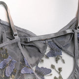 Bikini Fashion Sexy Butterfly Embroidery Slim-Fit Sexy All-Match Jumpsuit for Women
