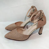 ZOKI Bling Gold Silver Women's Pumps 2024 Sexy Point Toe Thin Heel Party Wedding Shoes Woman Summer Ankle Strap High Heels Shoes