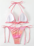 Sexy Shiny Pu Faux Leather Bikini 2025 Women Swimwear Female Swimsuit Two-pieces Bikini set String Bather Bathing Suit Swim Lady