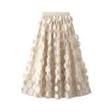 Women Tulle Tutu Skirt Solid Color 3D Dot Elastic Mesh Fairy A-Line Skirt for Beach Party Streetwear