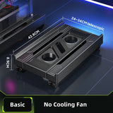 Mobile PC Tower Stand Adjustable Computer CPU Holder Telescopic Desktop Stand CPU Cart with RGB Cooling Fan Heat Dissipation