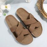 2026 New Summer Autumn Women's Twist Knot Crossed Sandals Non-Slip Flat Casual Resort Beach Outdoor Hawaii Solid Slippers