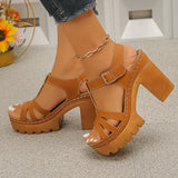 Ankle Buckle Thick High Heels Sandals Women Summer Plus Size Platform Rome Sandals Woman 2026 Super High Heeled Sandalias Mujer