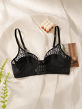 Women's sexy mesh bra with steel rims gathered push ups breathable shoulder straps adjustable close fitting underwear YS2814