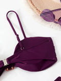Strappy High Waist Bikinis 2026 Women Sexy Shell Swimsuit Solid Padded Swimwear Female Bathers Bathing Swimming Swim Suit
