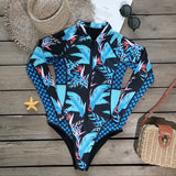 2025 New Patchwork Long Sleeve One Piece Swimsuit Women Swimwear Monokini Bathing Suit Female Bodysuit Surfing Swim Wear Beach