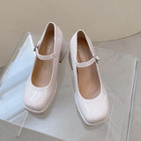 Patent Leather High Heel Mary Jane Shoes Women Elelgant Buckle Strap Platform Pumps Woman Chunky Heels Punk Lolita Shoes Female