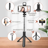 BSLIUFANG Monopod Remote Shutter Fill Light for iPhone Samsung Xiaomi Phone Holder Mini Tripod Wireless Bluetooth Selfie Stick