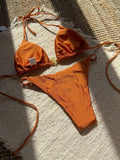 Sexy Micro Bikini 2026 Mujer Women Orange White Metal Ring Ornament Push Up Swimsuit Brazilian Beach Bathing Suit Thong Swimwear