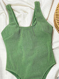 DEKA Solid Green New Ribbed One Piece Swimsuit Women New Monokini Swimwear Bathing Suit Beach Outfits Women's Swim Wear