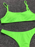 Sexy Neon Yellow Ribbed Brazilian Bikini Women Swimwear Female Swimsuit Two-pieces Bikini Set High Cut Bather Bathing Suit Swim