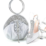 Doershow beautiful Italian Shoes And Bag Sets For Evening Party With Stones Italian Leather Handbags Match Bags! HRT1-33